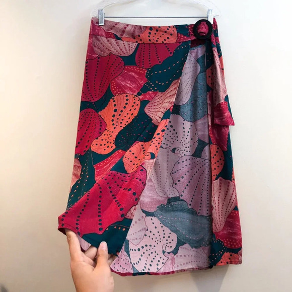 Bossa Nossa Pink Seashell Beach Cover Up Adjustable Lightweight Midi Skirt OS - Picture 3 of 9